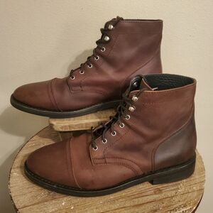 THURSDAY BOOT CO. Captain Cap Toe Arizona Adobe Leather‎ Lace-Up Ankle Boots 12½